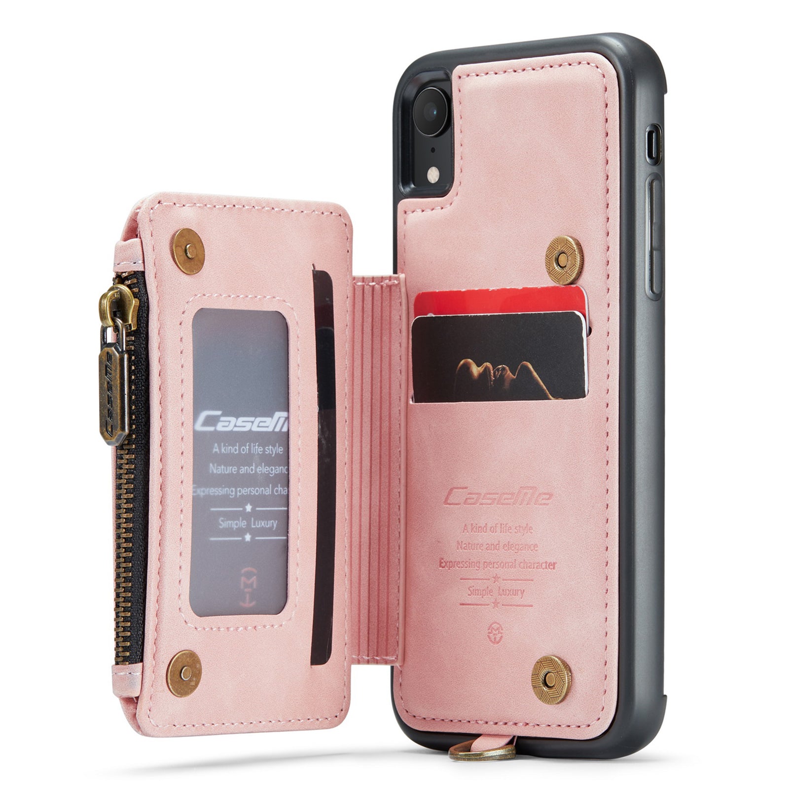 CASEME C20 Series Drop-proof Phone Case for iPhone XR 6.1 inch RFID Blocking Zipper Pocket PU Leather Coated TPU Phone Cover Wallet Kickstand CASEME C20 Series Drop-proof Phone Case for iPhone XR 6.1 inch RFID Blocking Zipper Pocket PU Leather Coated TPU Phone Cover Wallet Kickstand